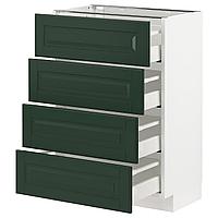 METOD МЕТОД / MAXIMERA МАКСИМЕРА Напольн шкаф 4 фронт панели/4 ящика, белый/Будбин темно-зеленый, 8 см