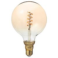 ROLLSBO РОЛЛЬСБУ Светодиодная лампочка E27 140 лм, регулируемая яркость/шаровидный коричневый, прозрачное