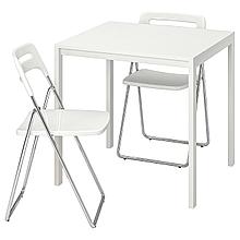 MELLTORP МЕЛЬТОРП / NISSE НИССЕ Стол и 2 складных стула, белый/белый,