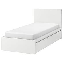 MALM МАЛЬМ Каркас кровати+2 кроватных ящика, белый/Лонсет,