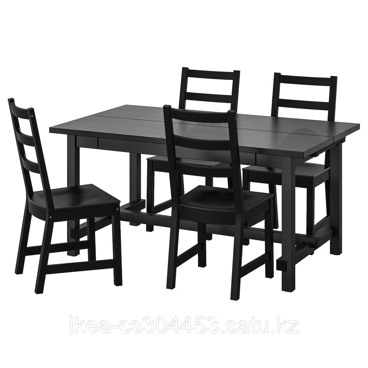 NORDVIKEN НОРДВИКЕН / NORDVIKEN НОРДВИКЕН Стол и 4 стула, черный/черный,