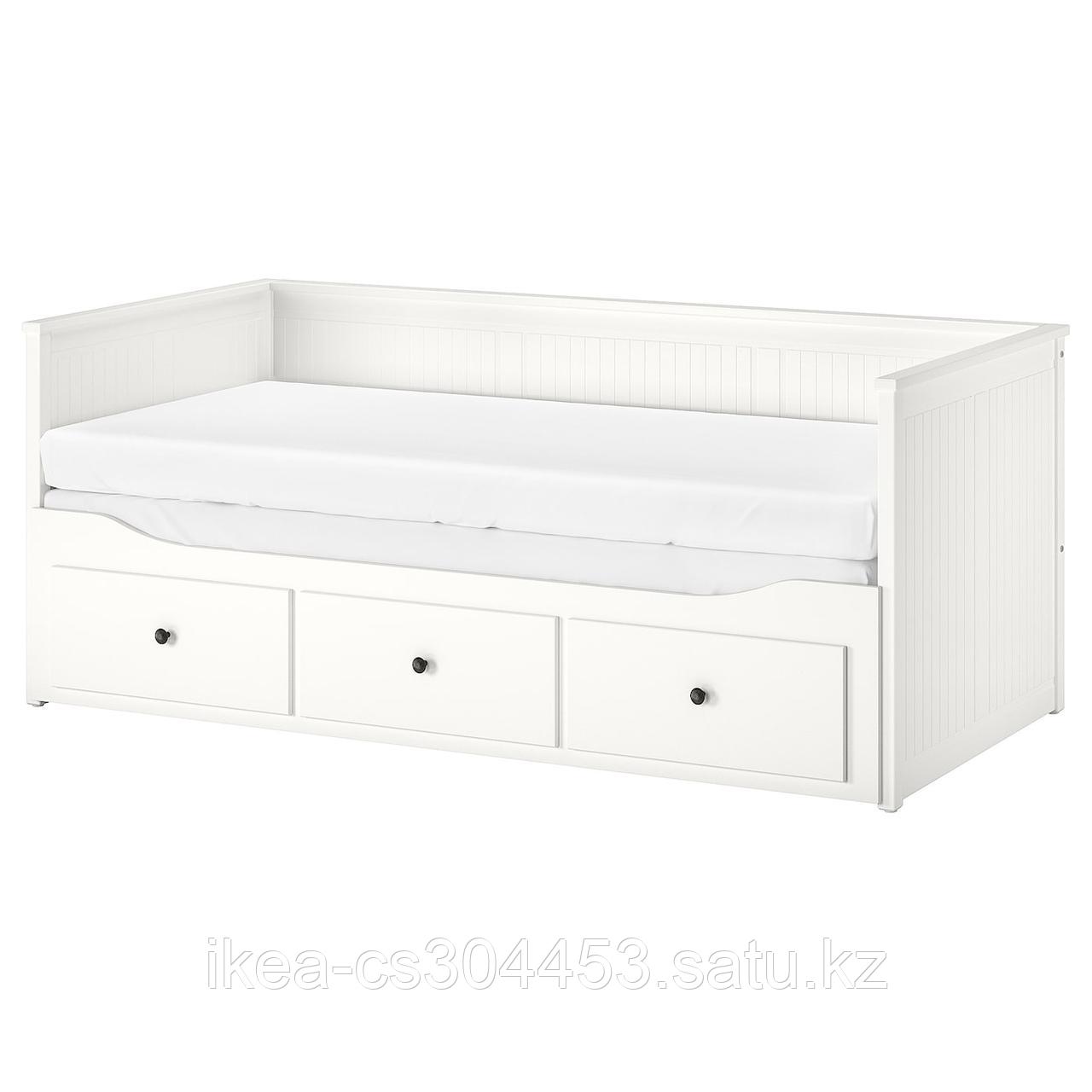 HEMNES ХЕМНЭС Каркас кровати-кушетки с 3 ящиками, белый,