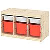 TROFAST ТРУФАСТ Комбинация д/хранения+контейнеры, светлая беленая сосна белый/оранжевый,
