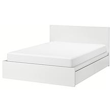 MALM МАЛЬМ Каркас кровати с 4 ящиками, белый/Леирсунд,