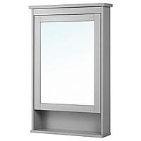HEMNES ХЕМНЭС Зеркальный шкаф с 1 дверцей, серый,