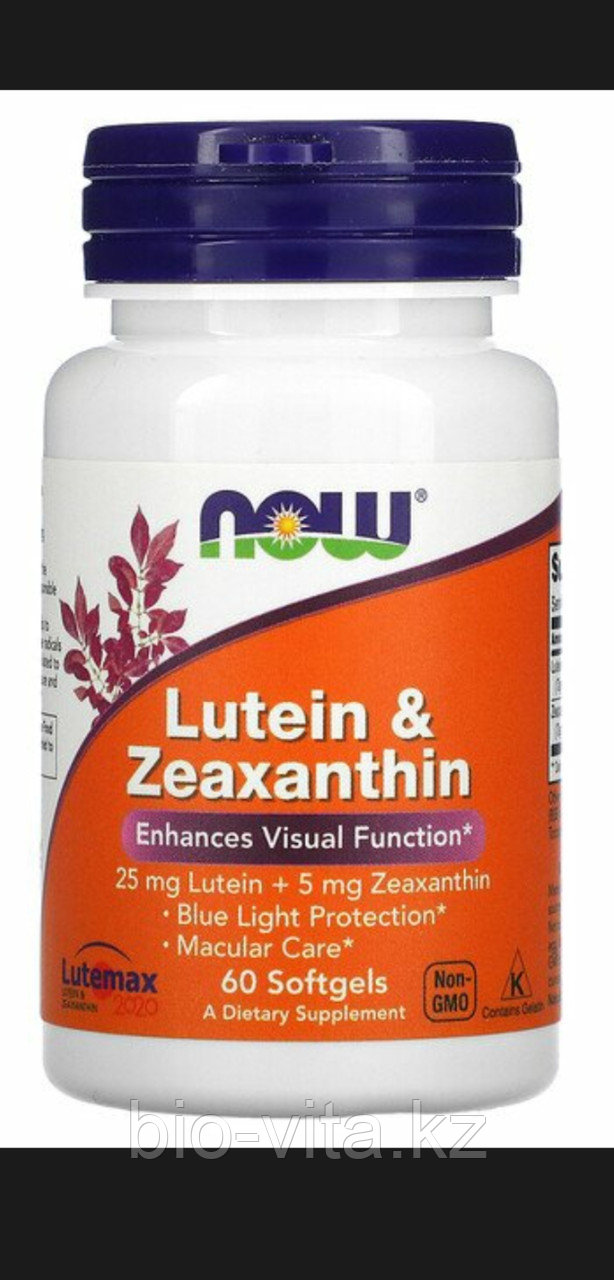 Лютеин, 20 мг. для улучшения зрения  60 капсул. Now foods