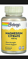Магний цитрат.  Magnesium citrate 90 капсул.400 мг в 3 капсулах.Solaray