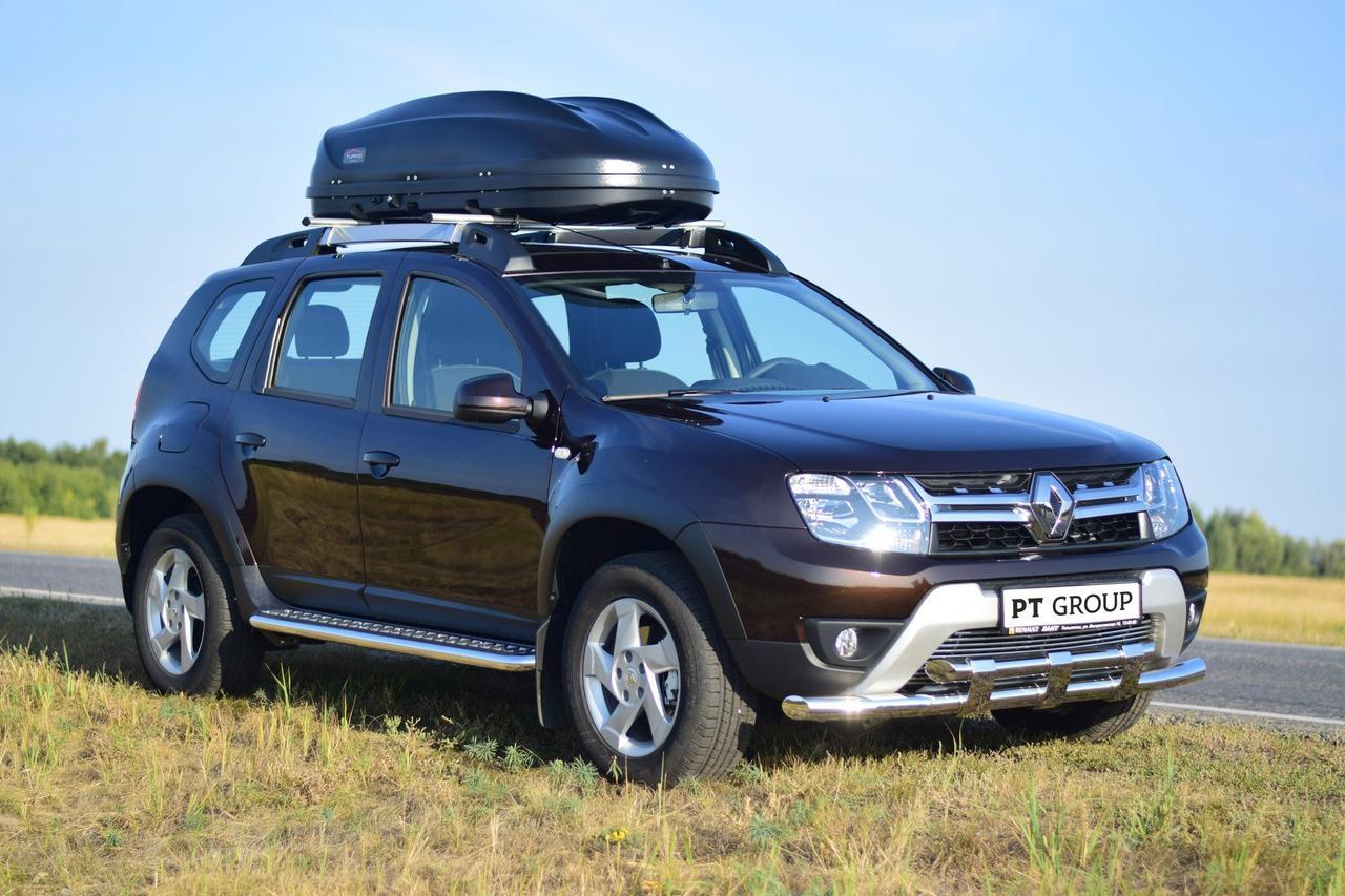 Защита порогов Эстонец 51 мм (НПС) Renault DUSTER с 2012-2020 с алюм. площадкой