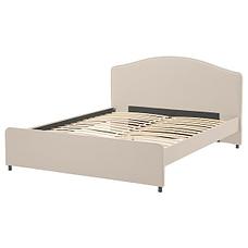 Каркас кровати с обивкой ХАУГА Лофаллет бежевый140х200 ИКЕА, IKEA, фото 2