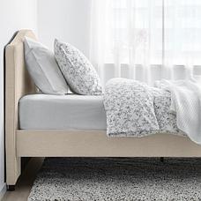 Каркас кровати с обивкой ХАУГА Лофаллет бежевый140х200 ИКЕА, IKEA, фото 3