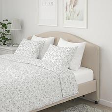 Каркас кровати с обивкой ХАУГА Лофаллет бежевый140х200 ИКЕА, IKEA, фото 2