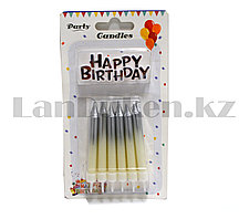 Набор свечей для торта Happy Birthday 12 штук серый градиент