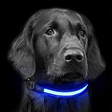 Светодиодный ошейник для собак usb, цвет голубой, размер XL - Оплата Kaspi Pay, фото 2
