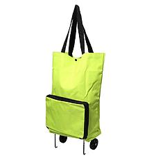 Складная сумка для покупок на колесиках зеленая, фото 3