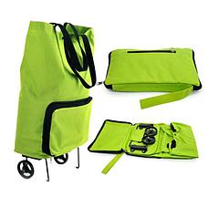 Складная сумка для покупок на колесиках зеленая, фото 3