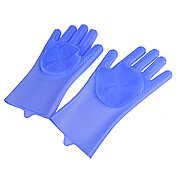Силиконовые перчатки для мытья посуды, цвет голубой - Оплата Kaspi Pay