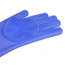 Силиконовые перчатки для мытья посуды, цвет голубой, фото 2