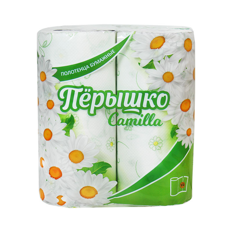Полотенца бумажные Перышко Camilla 2 рулона, двухслойные