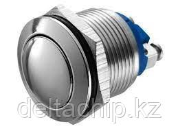 Кнопка антивандальная без подсветки RUICHI PBS-28B off-(on), М19, IP65, никелированная латунь