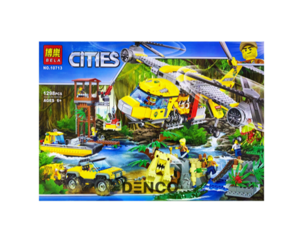 Конструктор Bela "Citles" (10713) Вертолет для доставки грузов в джунгли, 1298 деталей - Аналог City 60162