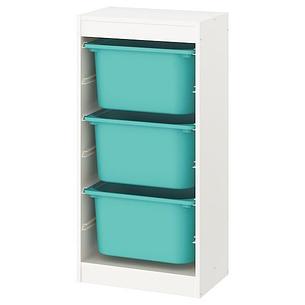 Стеллаж для игрушек ТРУФАСТ белый/бирюзовый 46x30x94 см ИКЕА, IKEA, фото 2