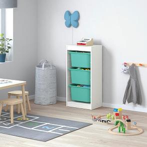 Стеллаж для игрушек ТРУФАСТ  белый/бирюзовый 46x30x94 см ИКЕА, IKEA, фото 2