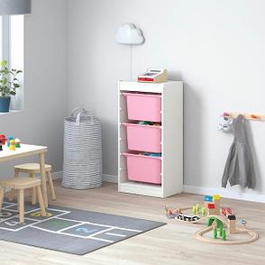 Стеллаж для игрушек ТРУФАСТ белый/розовый 46x30x94 см ИКЕА, IKEA, фото 2