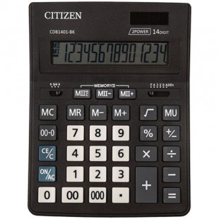 Калькулятор настольный Citizen Business Line CDB1401-BK, 14 разрядов, двойное питание, 155*205*35мм, черный, фото 1