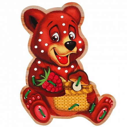 Игрушка деревянная БУРАТИНО Шнуровка «Медведь»