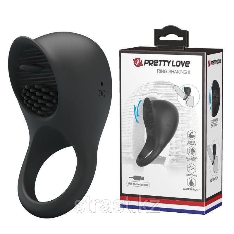 Черное эрекционное кольцо Ring Shaking II от Pretty Love, фото 1