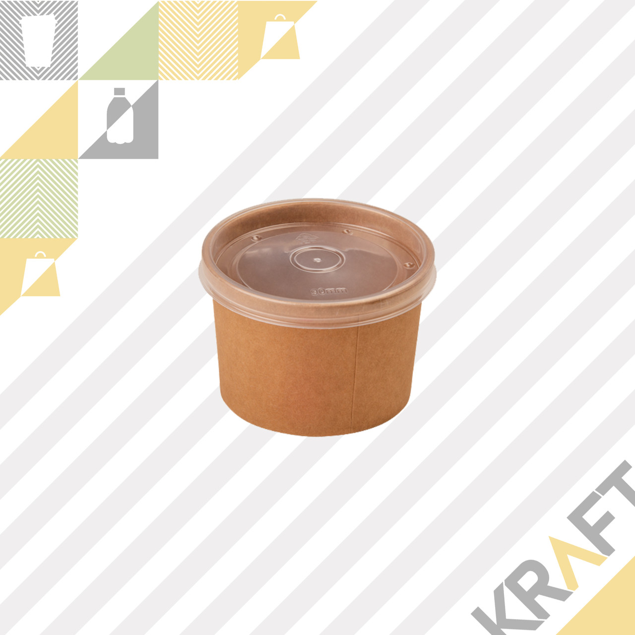 Упаковка для супов,каш,мороженного с пластиковой крышкой 230мл (Eco Soup Econom 8C) DoEco (25/250)