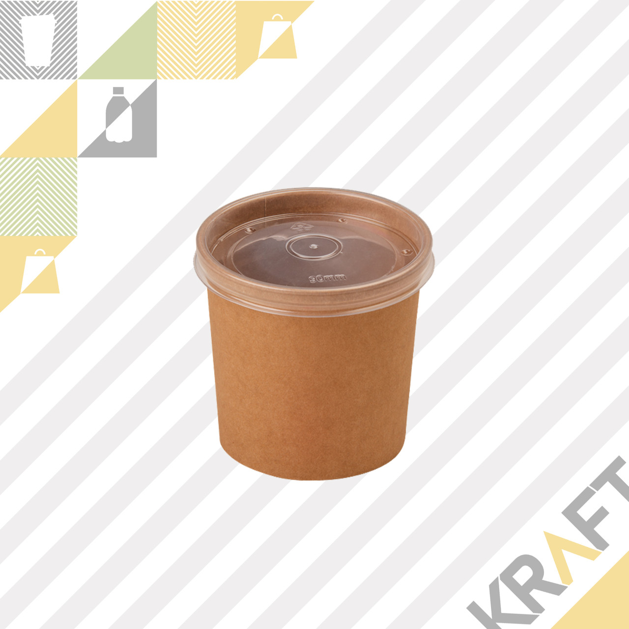 Упаковка для супов,каш,мороженного с пластиковой крышкой 340мл (Eco Soup Econom 12C) DoEco (25/250)
