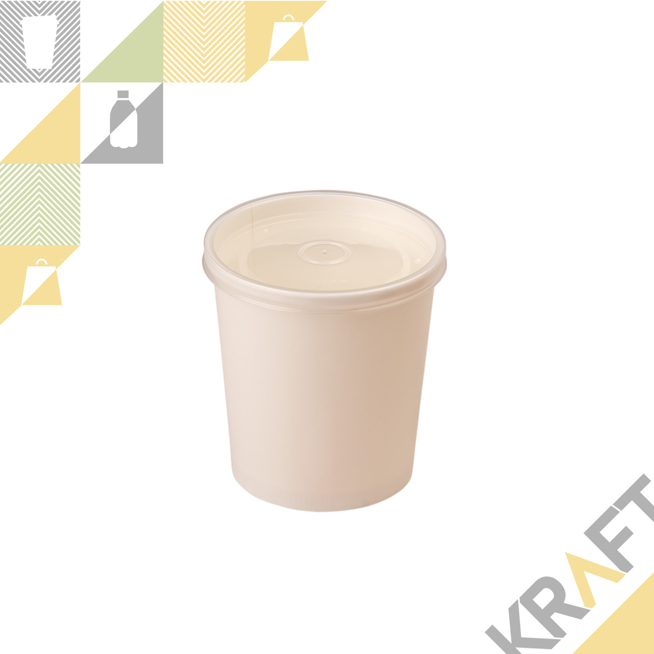 Упаковка для супов,каш,мороженного Белая с пластиковой крышкой 470мл (Eco Soup Econom 16W) DoEco (25/250)