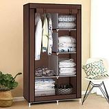 Шкаф-кофр двухсекционный тканевый HCX Storage Wardrobe 8890 с быстросборным каркасом (Черный), фото 3