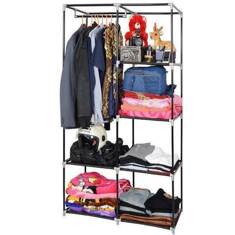 Шкаф-кофр двухсекционный тканевый HCX Storage Wardrobe 8890 с быстросборным каркасом (Коричневый) - фото 3 - id-p97830945