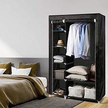 Шкаф-кофр двухсекционный тканевый HCX Storage Wardrobe 8890 с быстросборным каркасом (Черный), фото 3