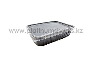 100ШТ/Контейнер черный "AkePlast" 500мл/прямоугольный/с крышкой/Пла002256