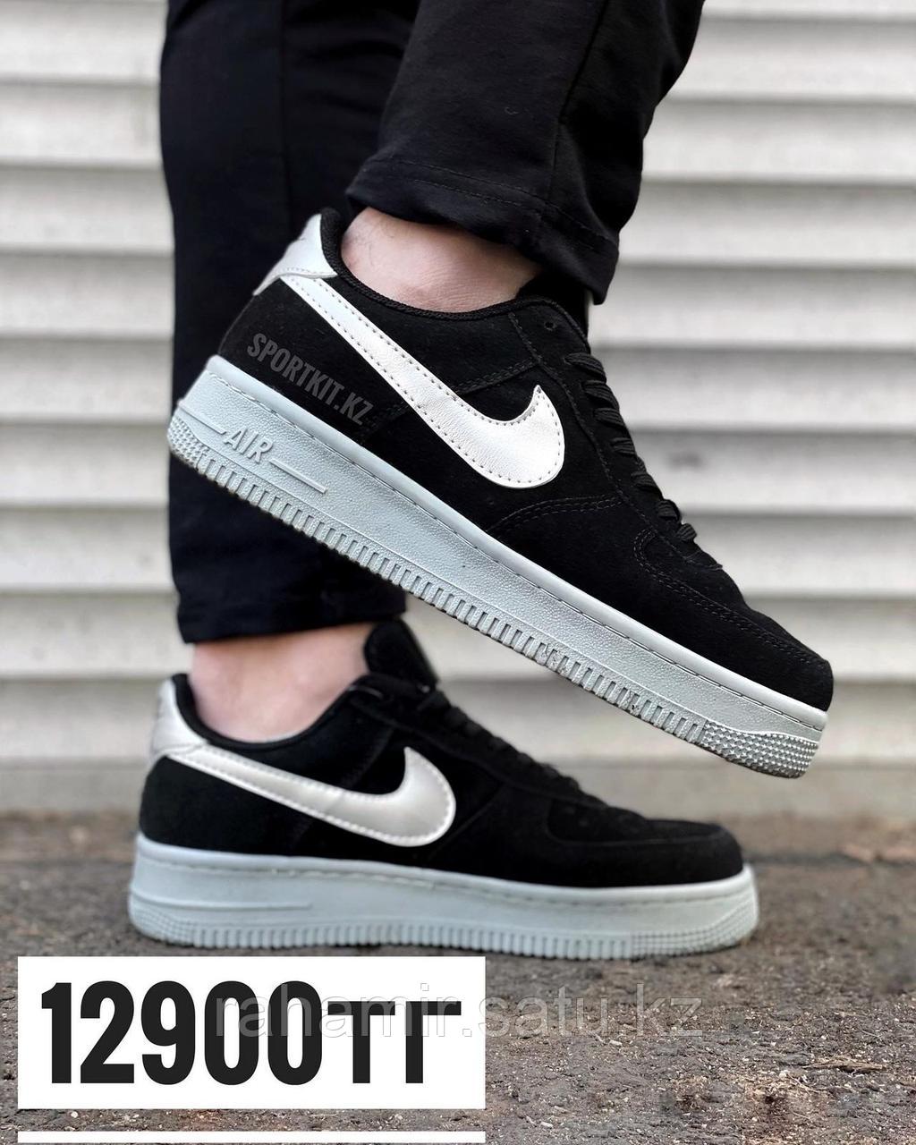 Кеды Nike AF-1 чер серебро нубук