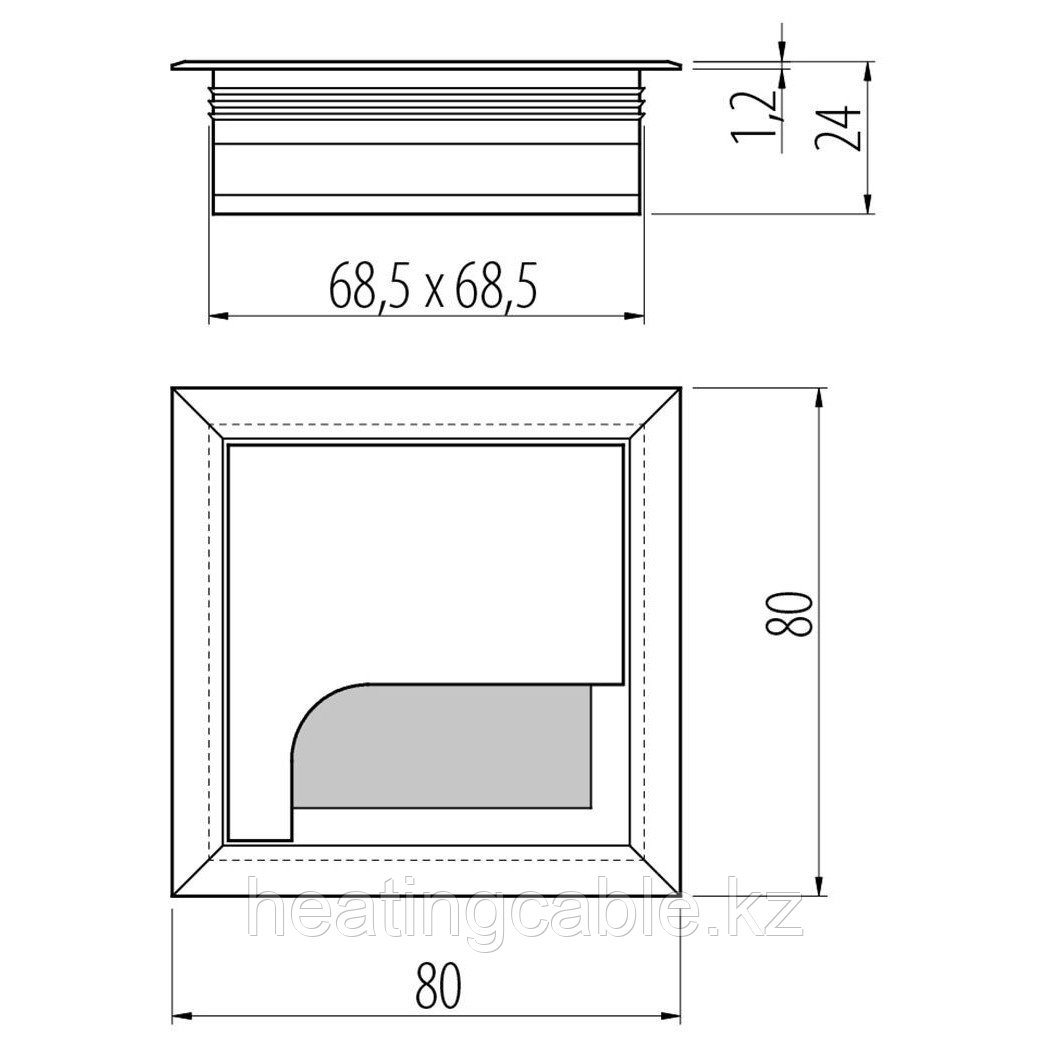 Пропуск для кабеля в стол Merida 80x80 алюминий