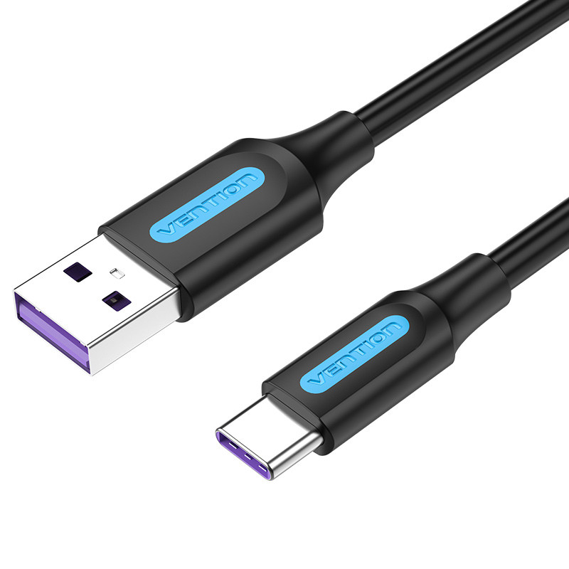 Кабель Vention USB 2.0 A Male to C Male 5A Cable 0.25м Black PVC type CORBC - фото 1 - id-p97710432