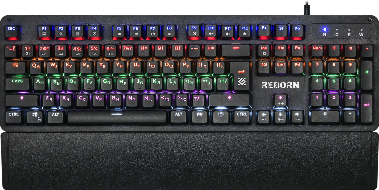 Клавиатура Defender Reborn GK-165DL anti-ghost радужная (Черный) USB 45165