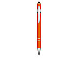 Ручка металлическая soft-touch шариковая со стилусом Sway, оранжевый/серебристый, фото 2