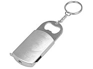 Брелок-открывалка с рулеткой и фонариком Open, серебристый