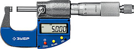 Микрометр цифровой ЗУБР "Профессионал" гладкий, МКЦ 25, диапазон 0-25мм, шаг измерения 0,001мм