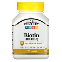 Биотин, 10 000 мкг, 120 таблеток 21st Century