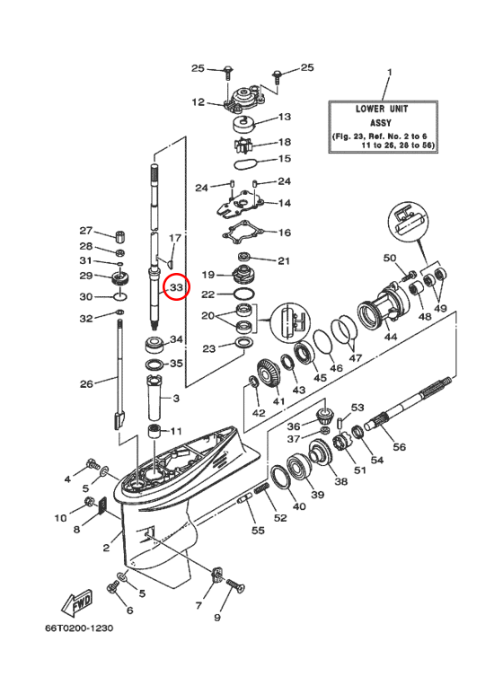Вертикальный вал Yamaha Y 40 66T455010100