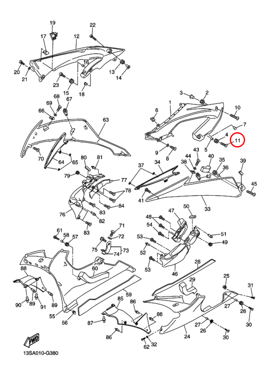 Болтик Yamaha R6 9011106040