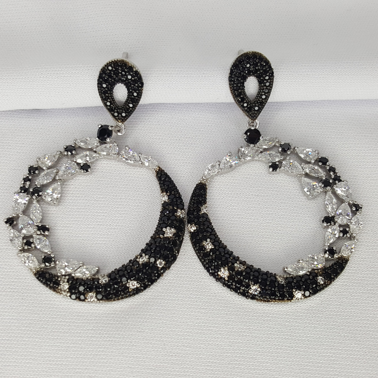 Серьги из серебра с фианитами Украина 393-0118-E, фото 1