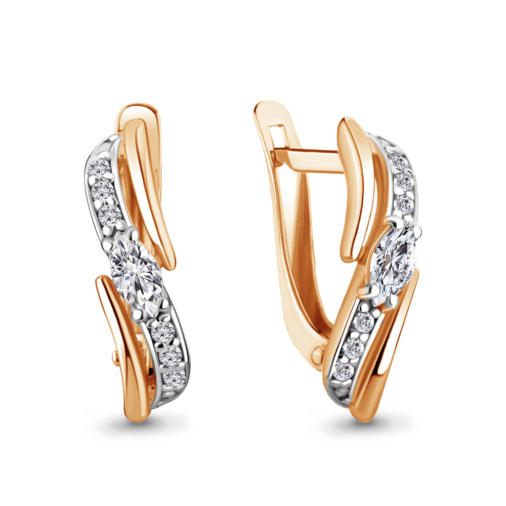 Серебряные серьги Фианит Aquamarine 48988А.6 позолота