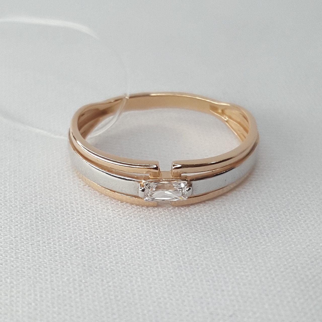 Серебряное кольцо Фианит Aquamarine 67254.6 серебро с позолотой коллекц. Baguette
